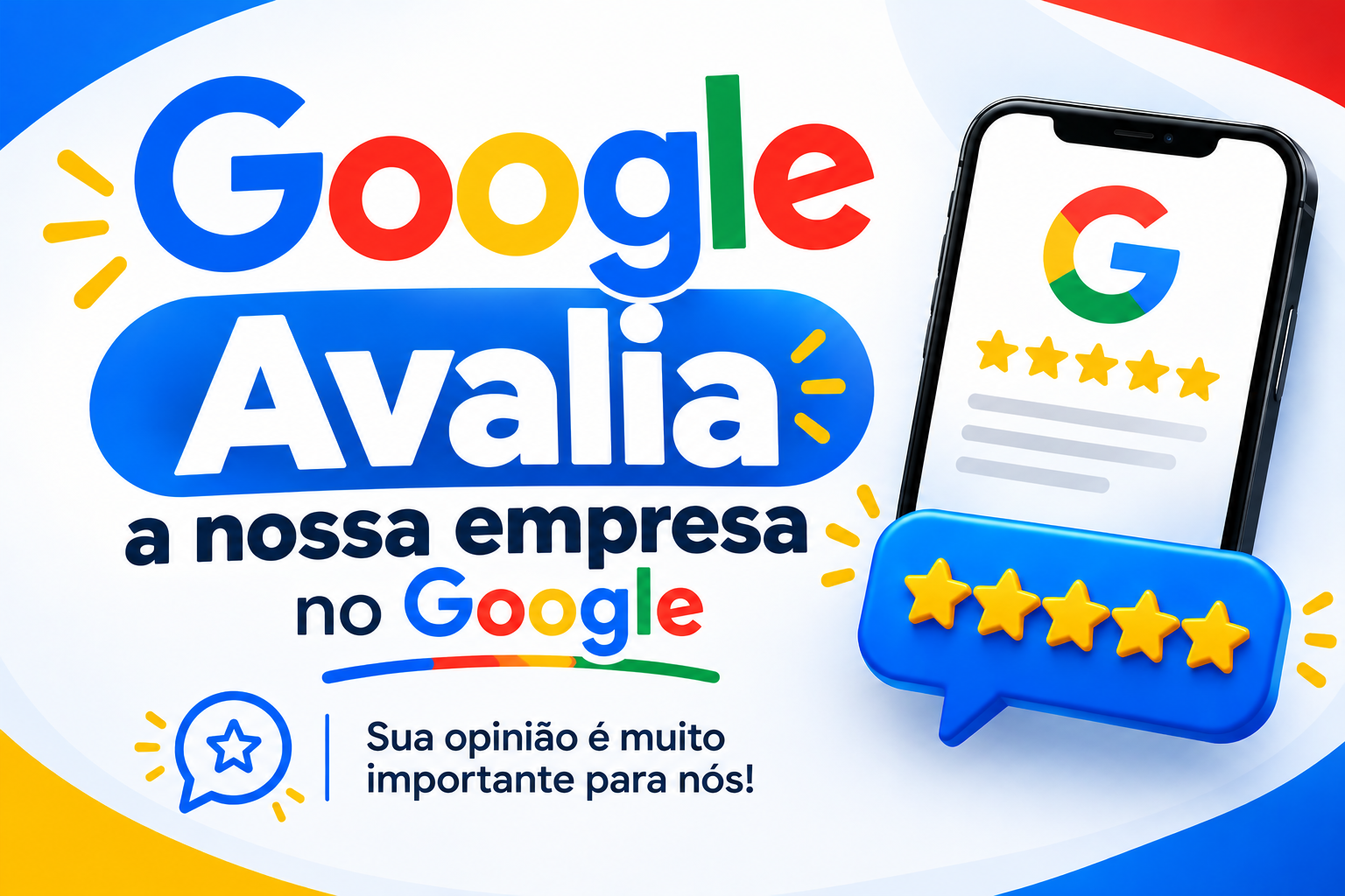 Cartão visual para convidar clientes a avaliar no Google